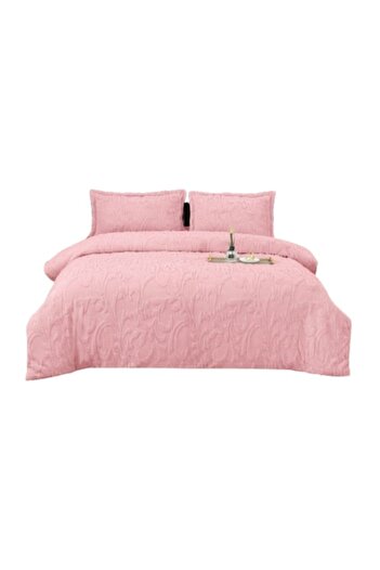 OEM Lenjerie de Pat, Cocolino, Blana Imitatie Iepure, 4 Piese, 2 persoane, 180x200cm, Uni, Roz