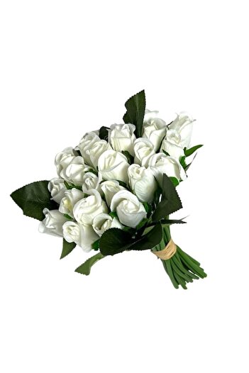 OEM Buchet de trandafiri, textil 24x20 cm, alb