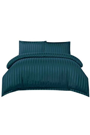 OEM Bed Linen Set, Elastic Sheet, Finet Damask Type, 4 Pieces, Uni, 180x200cm, Dark Turquoise