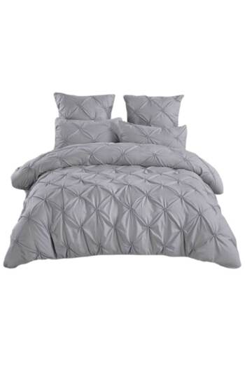 OEM Luxury Bedding, Uni, Pleated Embroidery Design, 6 Pieces, Finet, 235x240cm, Light Gray