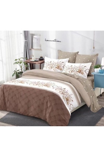OEM Set Double Bed Bedding, Spring, 6 Pieces, Beige Shades