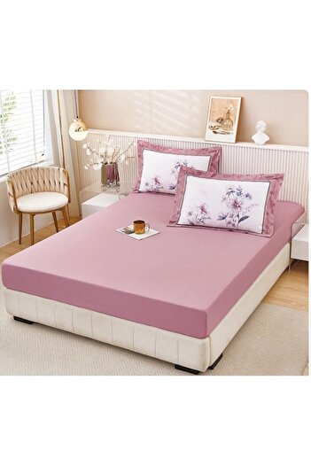 OEM Elastic Bed Cover 160x200 cm, 2 People, Dusty Pink