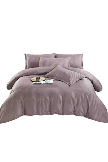 JOJO HOME Double Bed Linen, Jojo Home, Damas with Elastic, 6 Pieces, 2 Persons, 230x250cm, Plum