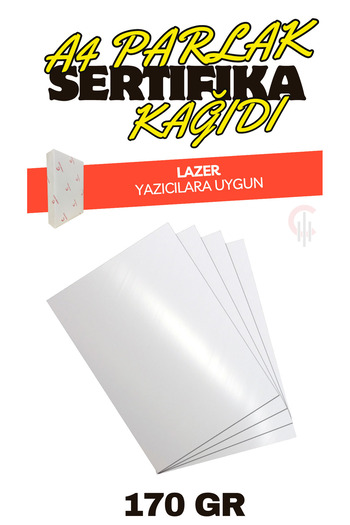 ÇÖZÜM KAĞIT A4 Parlak Sertifika Kağıdı Kalın Lazer Yazıcılara Uygun 25 Adet 170 gr