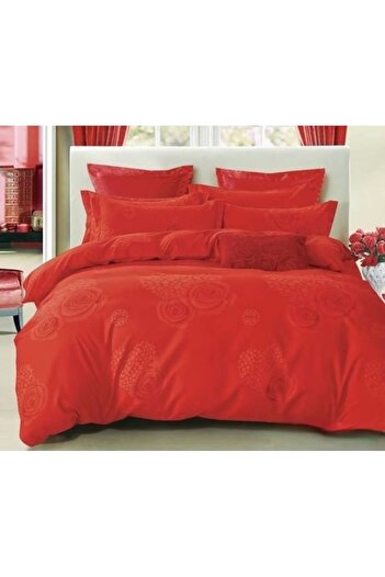OEM Double Bed Set, Finet, 6 Pieces, 2 Persons, Red Printed, 250x230cm