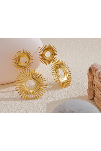 Eva Grace Nastassia earrings, gold, made of 18K gold-plated stainless steel, hoop model - Glamour Collection
