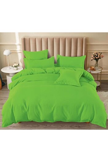 Pucioasa Double Bed Linen, Pucioasa, Uni, 6 pieces, 180x200cm, Finet Satin, Lime Green
