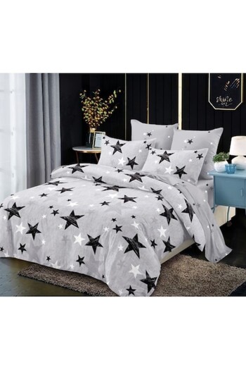 OEM Bed Linen, Finet, 4 Pieces, Single, 160x200cm, Star Pattern, Non-Colors