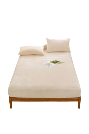 OEM Bed Cover and 2 Pillow Cases, Velvet, Set of 3 Pieces, Double Bed, 180x200cm, Off White