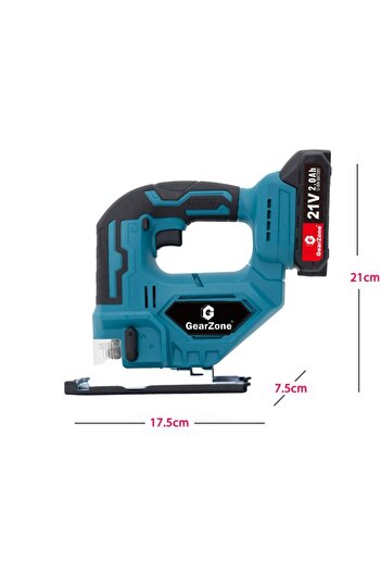 GearZone Wireless wood jigsaw tool, Cordless Jigsaw, with one Battery & Charger, Adjustable Speed