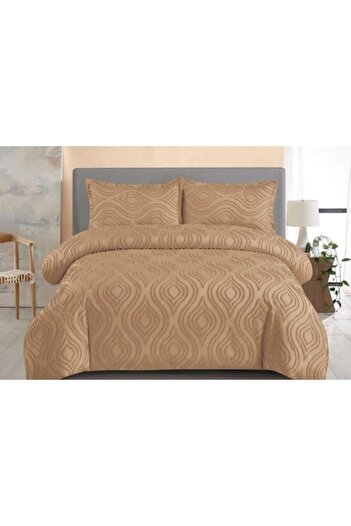 OEM Lenjerie de pat, Grofat M1, Uni, 4 piese, 2 persoane, 230x250cm, Cappuccino