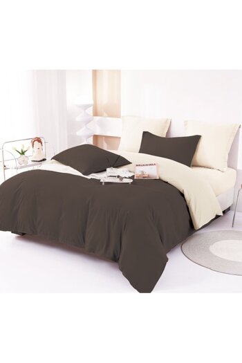OEM Lenjerie de pat, Bicolor, Finet, 6 piese, 230x250cm, Maro-Bej