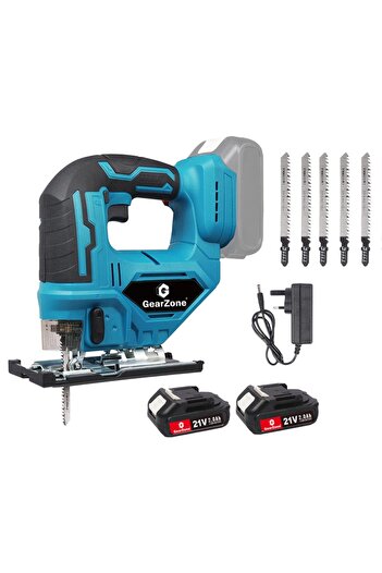 GearZone Wireless wood jigsaw tool, Cordless Jigsaw, with one Battery & Charger, Adjustable Speed