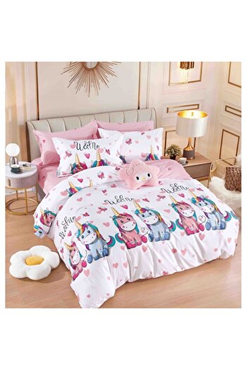 JOJO HOME Lenjerie de pat dublu cu elastic, Jojo Home, 6 piese, 2 persoane, 180x200cm, Finet Superior, imprime