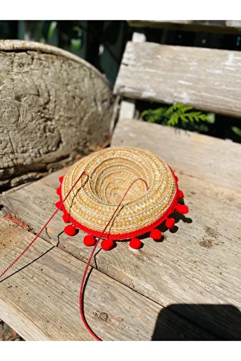 AKTEZ-EL Mini Straw Original Mexican Cat and Dog Hat Red