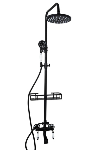 Trendy's TRENDY'S shower column, three functions, matte black with ceramic embroidery