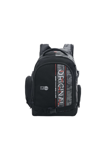 FULL STOP Panelled Backpack with Adjustable Straps and Zip Closure - 6x12x21 cms