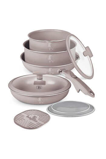 Berlinger Haus Titanium-Coated Cookware Set, 9 Pieces, Taupe Collection
