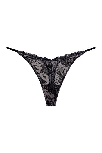 ESOTIQ Women's Thong G-String with Velvet Koi Fish Lace and V-Waist | Bree