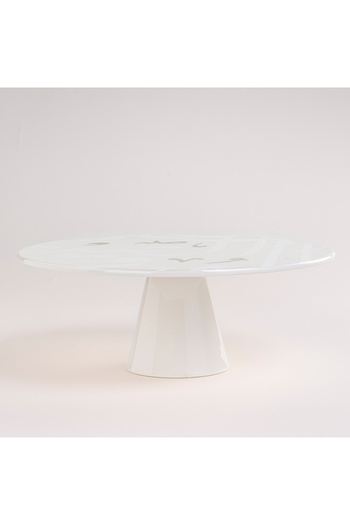 LA MESA white porcelain cake stand with caligraphy