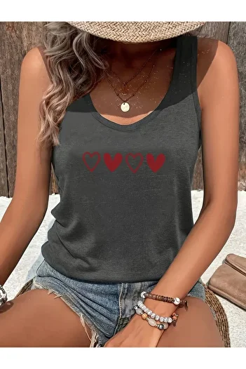FUFLUNS Red Little Hearts Printed Women's T-Shirt