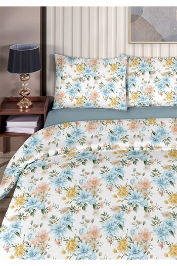 Evim Aster 100% Cotton Double Duvet Cover Set 200X220Cm Light Yellow Blue
