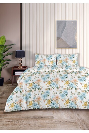 Evim Aster 100% Cotton Double Duvet Cover Set 200X220Cm Light Yellow Blue