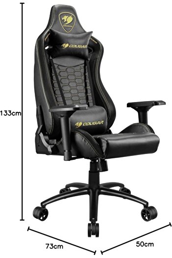 Cougar Outrider S Gaming Chair, Premium PVC Leather, 180° Recline, Adjustable Armrests 4D, Steel Fr