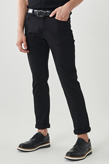 AC&Co / Altınyıldız Classics Men's Black 360 Degree Stretch in All Directions Slim Fit Slim Fit Cotton Comfortable Trousers