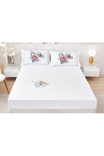OEM Bed cover, Finet, 3 pieces, 2 persons, 160x200cm, White-Multicolor