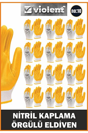 woodretro Nitrile Coated.Filament Work Gloves. Standard Size No:10 -12Pcs-