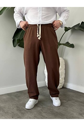 KHAYN ERKEK BOL KESİM PAMUKLU YAZLIK LASTİKLİ BEL KETEN PANTALON KHKP2050