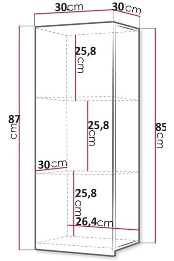 Egecan Mobilya Duvara Monte Tek Kapaklı 3 Raflı Banyo & Kiler Dolabı – Meşe/Suntalam, 85×30×30 cm