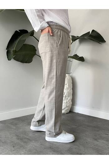 KHAYN ERKEK BOL KESİM PAMUKLU YAZLIK LASTİKLİ BEL KETEN PANTALON KHKP2050