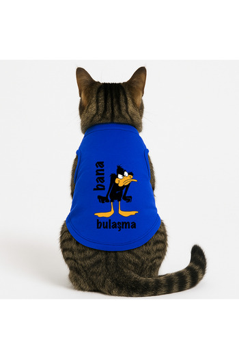 Buddy Store ملابس قطط - قميص داخلي مطبوع عليه Don't Mess With Me باللون الأزرق - مقاس S