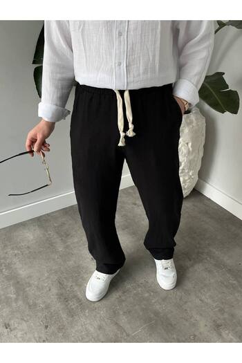 KHAYN ERKEK BOL KESİM PAMUKLU YAZLIK LASTİKLİ BEL KETEN PANTALON KHKP2050