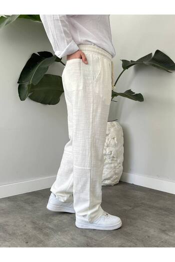 KHAYN ERKEK BOL KESİM PAMUKLU YAZLIK LASTİKLİ BEL KETEN PANTALON KHKP2050