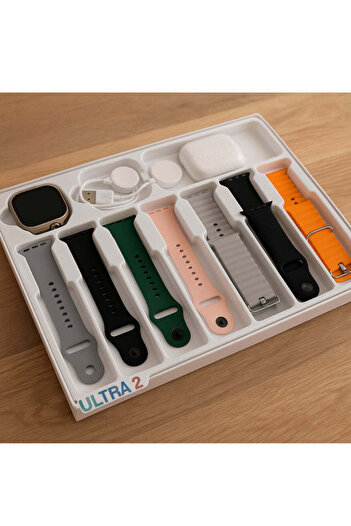 Generic Smartwatch with Bluetooth Call, Health Monitor, Wireless Charger, 7 Straps, and Noise-Canceling Earb