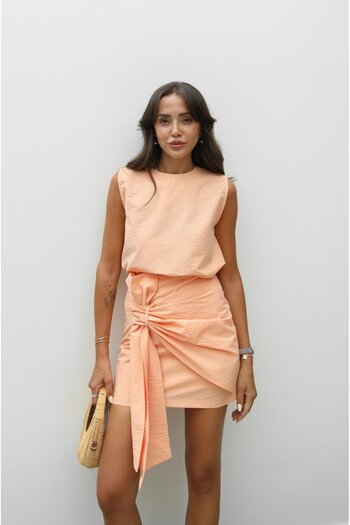 Havoş Salmon Bow Detailed Skirt Blouse Set