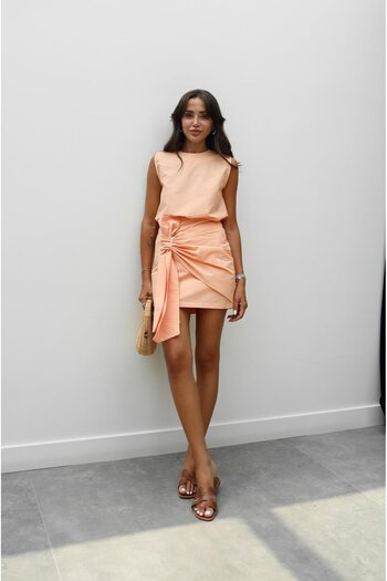 Havoş Salmon Bow Detailed Skirt Blouse Set