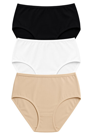 Fivora Premium Large Size Women's Cotton High Waist Panties 3 Pack