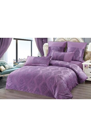 OEM Double Bed Linen, Velvet, 6 Pieces, 2 People, Uni, 230x250cm, Purple