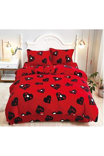 OEM Double bed linen, Cocolino, heart, 4 pieces, 2 persons, 220x230 cm, Multico