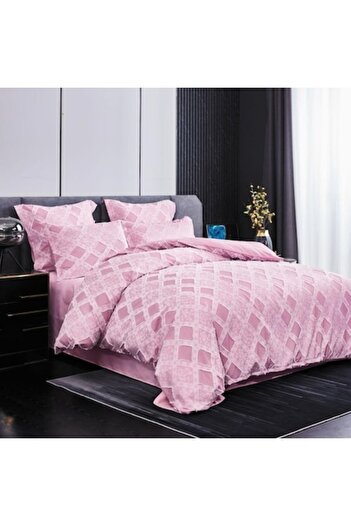OEM Bed Linen Set, Uni, Finet, Grofat Diamond Pattern, 6 Pieces, Double, 230x250cm, Pink