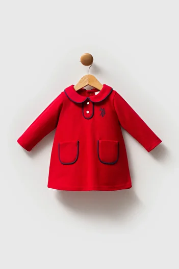 U.S. Polo Assn. Licensed Baby Girl Long Sleeve Pique Dress