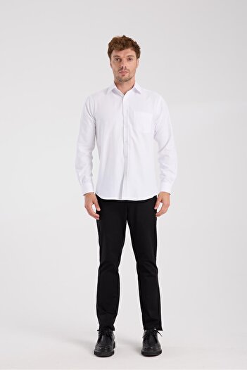 Abbate AClub Aclub Ac10067 Armure Cotton Blended Regular Fit White Classic Collar Men's Plain Shirt