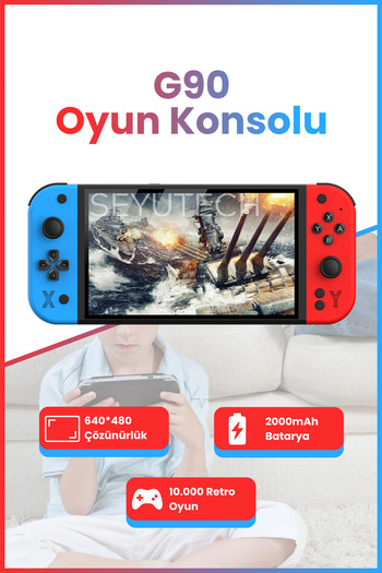 SEYUTECH G90 Oyun Konsolu Yeni Nesil El Atarisi 2000 mAh Batarya 10.000+ Oyun 7inç HD Ekran