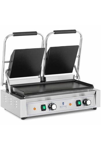 Royal Catering Grătar electric cu contact dublu, neted, 48 x 23 cm, 3600 W