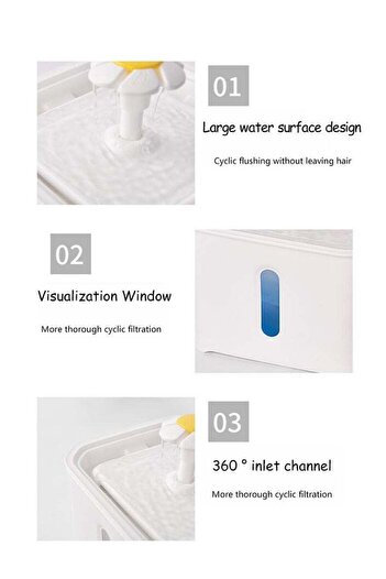 COOYA Cat Water Fountain:84oz/2.5L Cat Fountains for Drinking Ultra Silent - Cat Drinking Fountain
