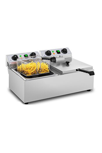 Royal Catering Friteuză electrică cu temporizator 230 V 2 x 3200W 2 x 10 L